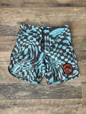 Siesta Surf Blue & Brown Patterned Boys Swim Shorts